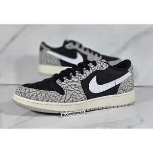 Nike Air Jordan 1 Retro LOW OG Black Cement Elephant Print GS 6.5Y | Womens Sz 8